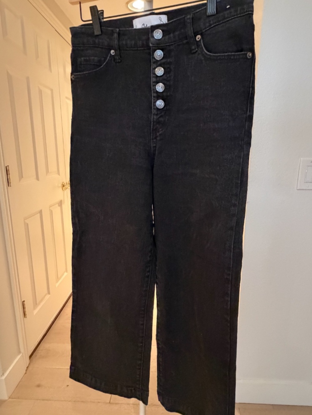 Sam Edelman Codie Black High-Rise Wide-Leg Ankle Jeans 27